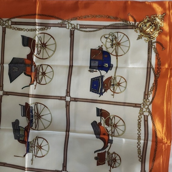 R-2248- Women's Scarf Orange Cream Blue Brown Green Colors NWT - Picture 6 of 10